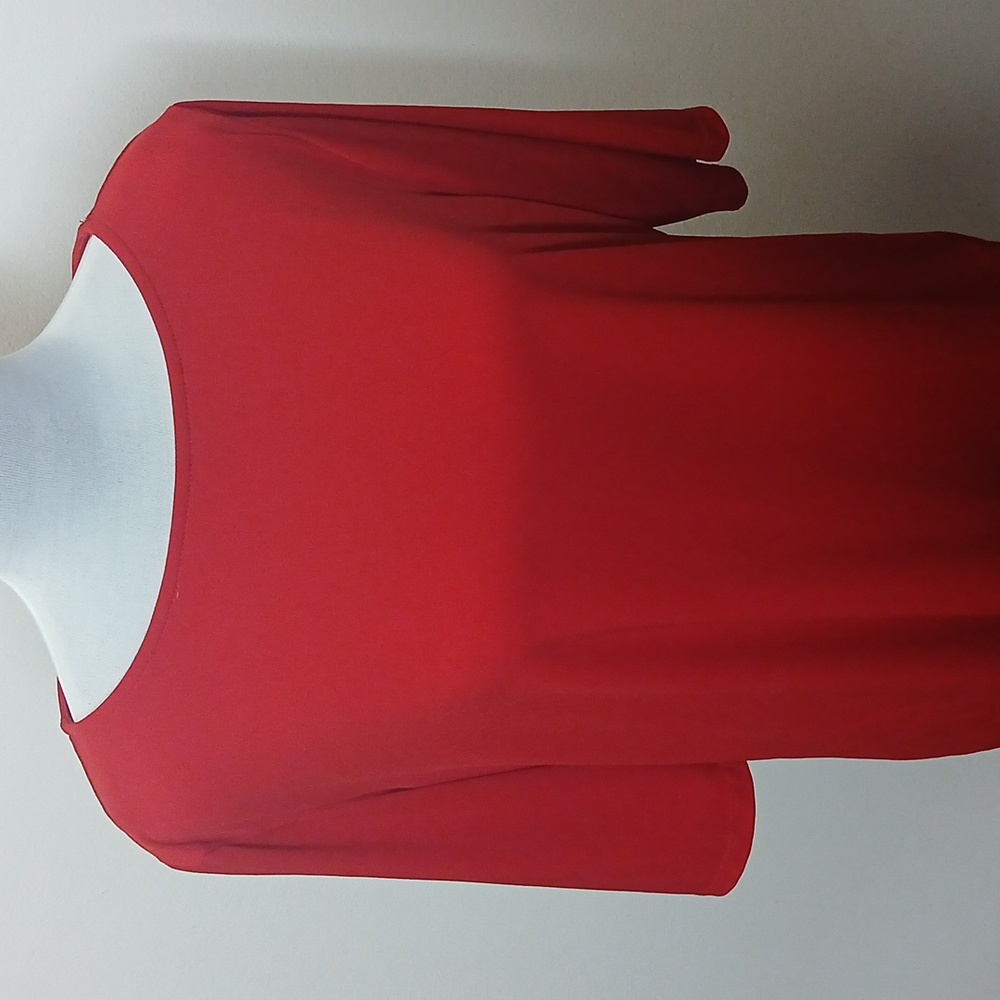 Susan Graver red quarter sleeve tee shirt size large - Picture 2 of 16